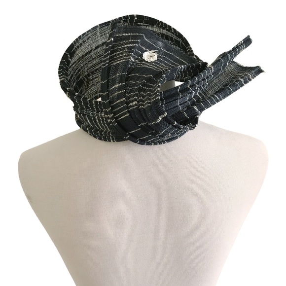 Vintage Fascinator Hat Cap Sinamay Sequin Celine Robert France Black - Picture 3 of 11